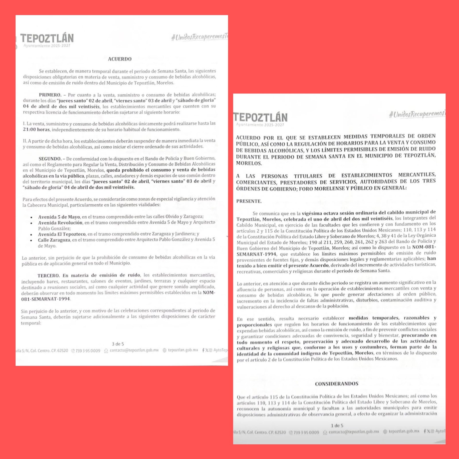 #Morelos Ayuntamiento de Tepoztlán contra el consumo de alcohol durante Semana Santa.