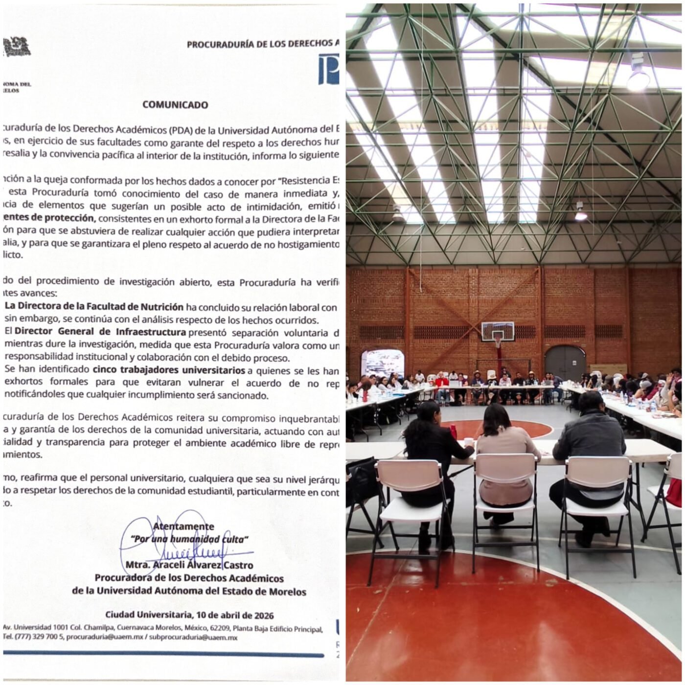 #Morelos La presión estudiantil derriba a la directora de Nutrición en la UAEM.