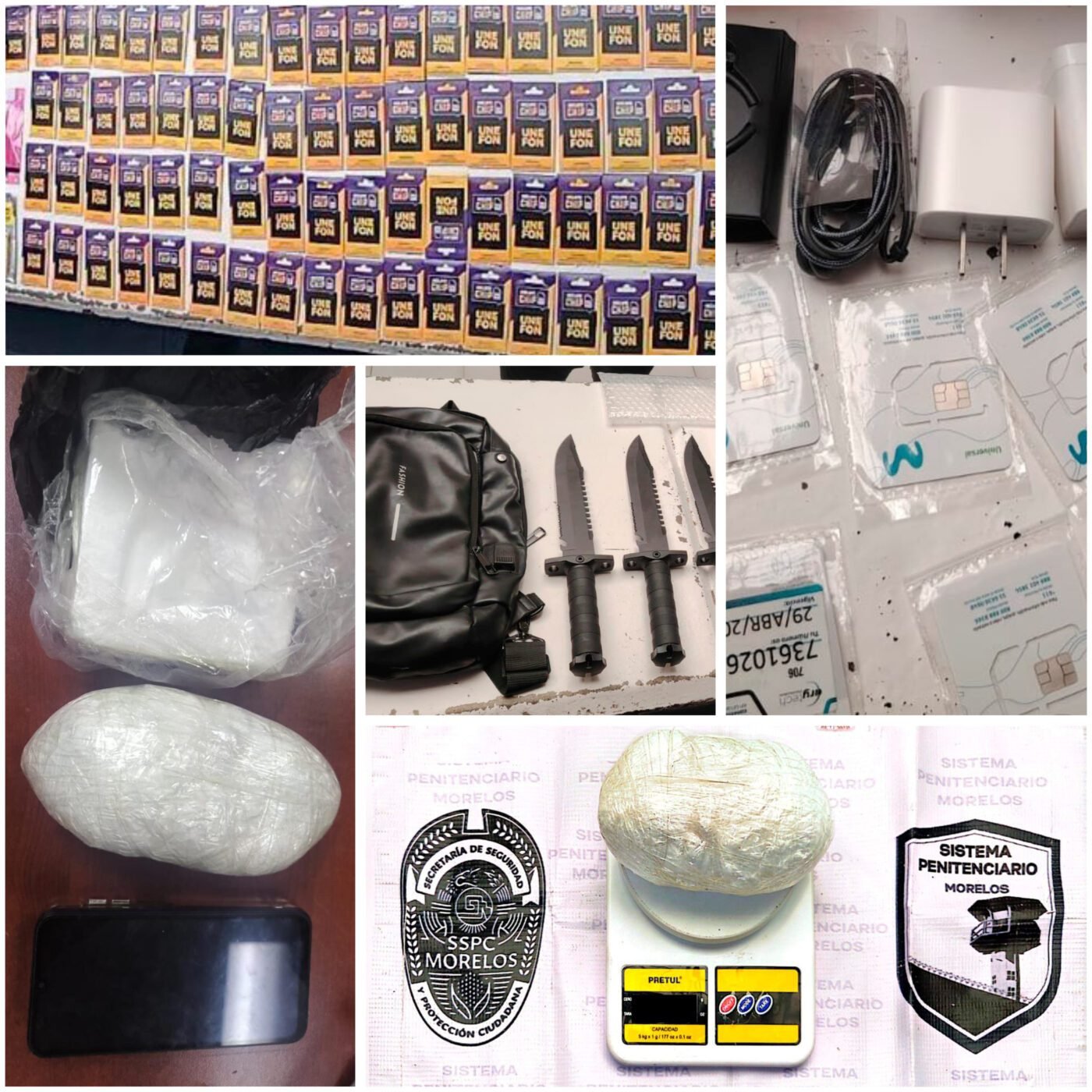 #Seguridad ASEGURAN A CINCO CUSTODIOS, INTENTARON INTRODUCIR EQUIPOS DE TELEFONÍA, SUSTANCIAS ILÍCITAS Y CUCHILLOS A ATLACHOLOAYA.