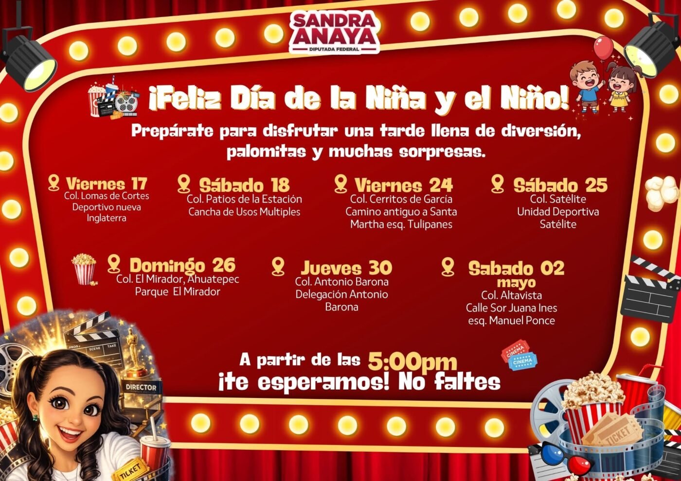 SANDRA ANAYA: CELEBRARÁ EN GRANDE EL DÍA DEL NIÑO; DEL 17 DE ABRIL AL 02 DE MAYO.