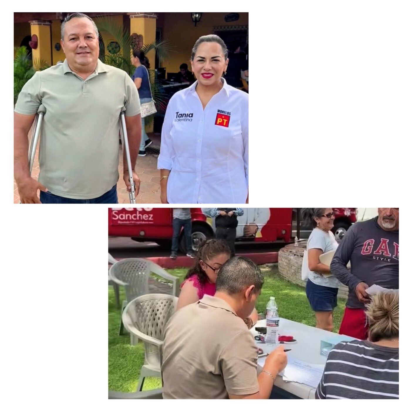 #Morelos Gestionan Tania Valentina Rodríguez y Beto Sánchez módulo itinerante de movilidad a usuarios de Xochitepec.