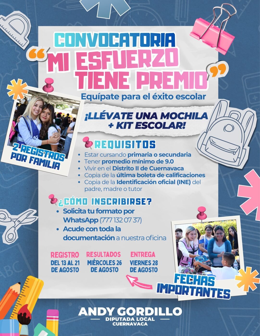 LANZAN CONVOCATORIA “MI ESFUERZO TIENE PREMIO” EN APOYO AL REGRESO A CLASES EN CUERNAVACA.